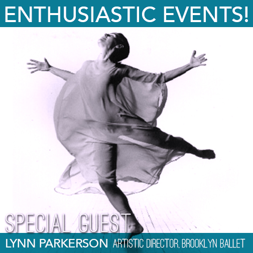 Brooklyn Ballet Artistic Director Lynn Parkerson strikes a back attitude with both of her arms outstreched and head to the heavens